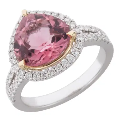 Wish Fine Jewelry 3.84cts Tourmaline Diamond 18K Gold Pear Ring | Thumbnail 1 Wish Fine Jewelry 3.84cts Tourmaline Diamond 18K Gold Pear Ring | Thumbnail 1
