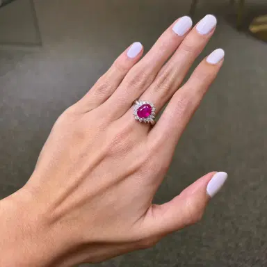 Wish Fine Jewelry 4.06ct Diamond Burma Ruby Platinum Halo Ring | Thumbnail 3 Wish Fine Jewelry 4.06ct Diamond Burma Ruby Platinum Halo Ring | Thumbnail 3