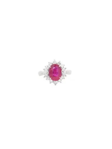 Wish Fine Jewelry 4.06ct Diamond Burma Ruby Platinum Halo Ring | Thumbnail 1 Wish Fine Jewelry 4.06ct Diamond Burma Ruby Platinum Halo Ring | Thumbnail 1