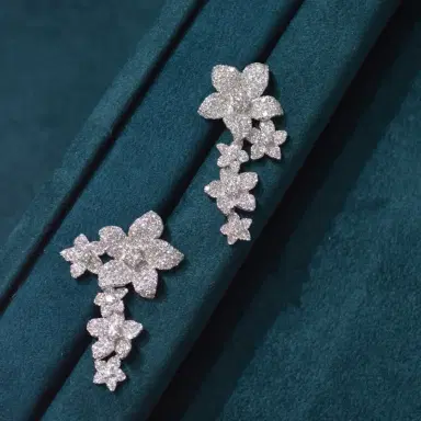 Wish Fine Jewelry 4.15ct Diamond 18K Gold Flower Cascade Earrings | Thumbnail 2 Wish Fine Jewelry 4.15ct Diamond 18K Gold Flower Cascade Earrings | Thumbnail 2