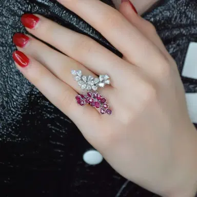 Wish Fine Jewelry 4.15ct Diamond Ruby 18K Gold Bypass Ring | Thumbnail 2 Wish Fine Jewelry 4.15ct Diamond Ruby 18K Gold Bypass Ring | Thumbnail 2