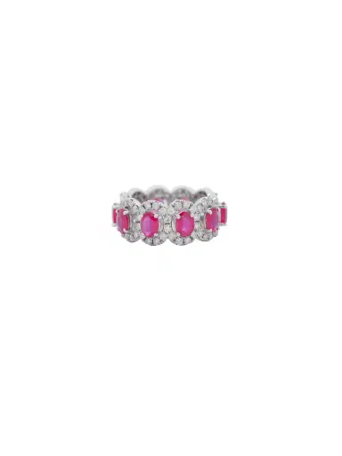 Wish Fine Jewelry 4.80ct Diamond Ruby 18K Gold Eternity Ring | Thumbnail 1 Wish Fine Jewelry 4.80ct Diamond Ruby 18K Gold Eternity Ring | Thumbnail 1