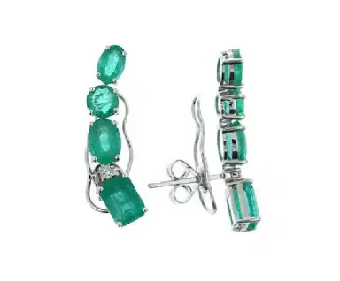 Wish Fine Jewelry 5.06cts Diamond Emerald 18K Gold Climber Earrings | Thumbnail 1 Wish Fine Jewelry 5.06cts Diamond Emerald 18K Gold Climber Earrings | Thumbnail 1