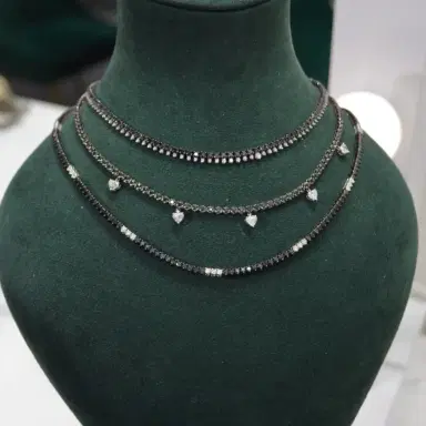 Wish Fine Jewelry 5.09ct Black Diamond 18K Gold Stationed Tennis Necklace | Thumbnail 3 Wish Fine Jewelry 5.09ct Black Diamond 18K Gold Stationed Tennis Necklace | Thumbnail 3