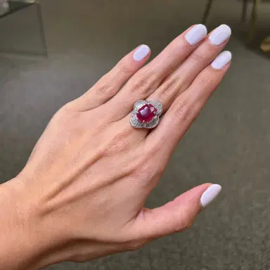 Wish Fine Jewelry 5.63ct Diamond Ruby Platinum Cluster Cocktail Ring | Thumbnail 3 Wish Fine Jewelry 5.63ct Diamond Ruby Platinum Cluster Cocktail Ring | Thumbnail 3