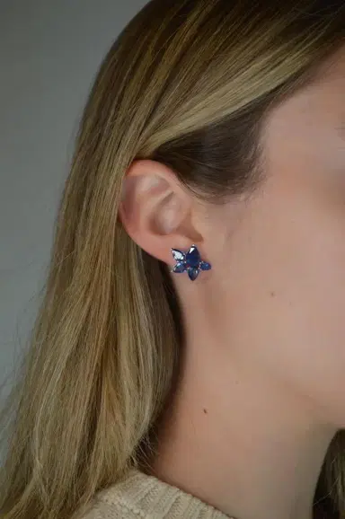 Wish Fine Jewelry 6.90ct Sapphire 18K Gold Cluster Earrings | Thumbnail 4 Wish Fine Jewelry 6.90ct Sapphire 18K Gold Cluster Earrings | Thumbnail 4