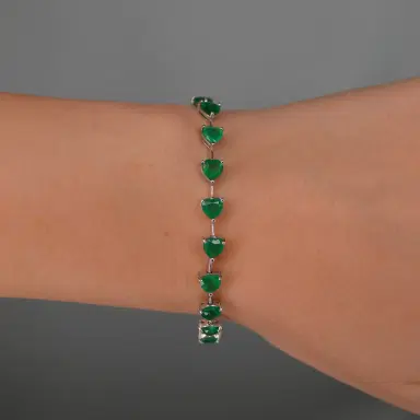 Wish Fine Jewelry 8.42ct Emerald 18K Gold Heart Link Bracelet | Thumbnail 2 Wish Fine Jewelry 8.42ct Emerald 18K Gold Heart Link Bracelet | Thumbnail 2