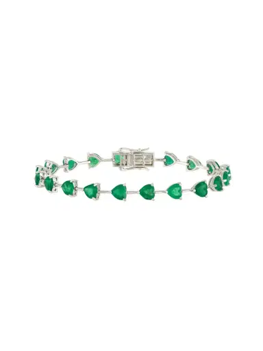 Wish Fine Jewelry 8.42ct Emerald 18K Gold Heart Link Bracelet | Thumbnail 1 Wish Fine Jewelry 8.42ct Emerald 18K Gold Heart Link Bracelet | Thumbnail 1