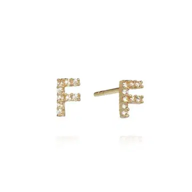 Wish Fine Jewelry Diamond 18K Gold Letter R Earring | Thumbnail 1 Wish Fine Jewelry Diamond 18K Gold Letter R Earring | Thumbnail 1
