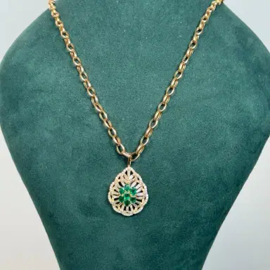 Wish Fine Jewelry Emerald Baguette Diamond K Gold Pendant Chain Necklace | Thumbnail 2 Wish Fine Jewelry Emerald Baguette Diamond K Gold Pendant Chain Necklace | Thumbnail 2