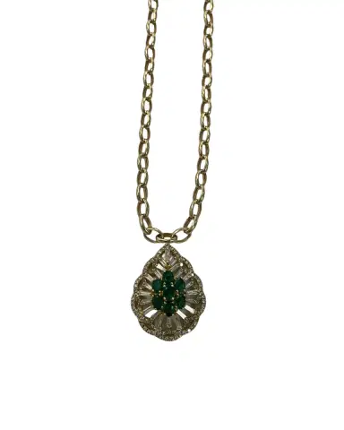 Wish Fine Jewelry Emerald Baguette Diamond K Gold Pendant Chain Necklace | Thumbnail 1 Wish Fine Jewelry Emerald Baguette Diamond K Gold Pendant Chain Necklace | Thumbnail 1