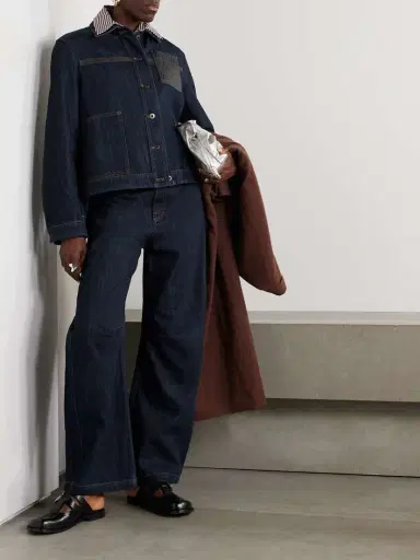 Loewe Leather-trimmed Denim Jacket | Thumbnail 2 Loewe Leather-trimmed Denim Jacket | Thumbnail 2