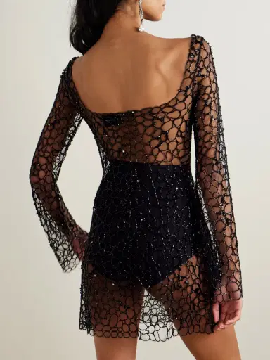 Clio Peppiatt Caviar Embellished Tulle Mini Dress | Thumbnail 3 Clio Peppiatt Caviar Embellished Tulle Mini Dress | Thumbnail 3
