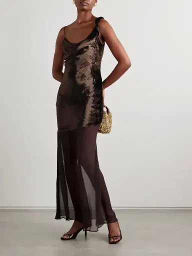 Staud Beaton Draped Velvet And Chiffon Gown | Thumbnail 2 Staud Beaton Draped Velvet And Chiffon Gown | Thumbnail 2