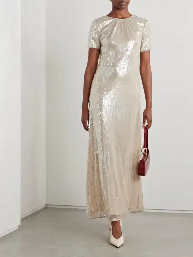 Staud Safi Gathered Sequined Tulle Maxi Dress | Thumbnail 2 Staud Safi Gathered Sequined Tulle Maxi Dress | Thumbnail 2