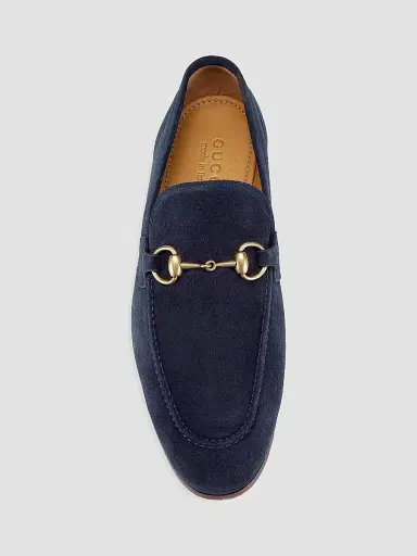 Gucci Men's Jordaan Horsebit Suede Mocassins - Navy - Size 7.5 | Thumbnail 5 Gucci Men's Jordaan Horsebit Suede Mocassins - Navy - Size 7.5 | Thumbnail 5