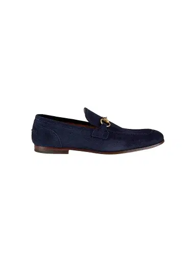 Gucci Men's Jordaan Horsebit Suede Mocassins - Navy - Size 7.5 | Thumbnail 1 Gucci Men's Jordaan Horsebit Suede Mocassins - Navy - Size 7.5 | Thumbnail 1
