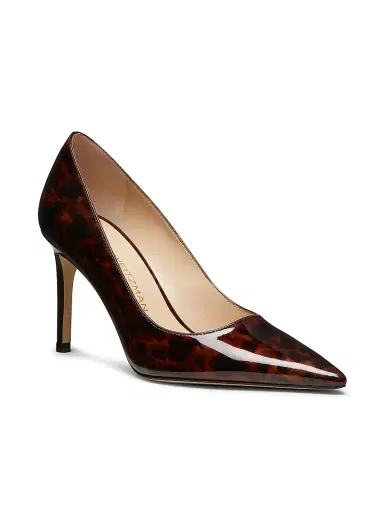 Stuart Weitzman Women's Power 85MM Tortoiseshell Patent Leather Pumps - Dark Brown | Thumbnail 2 Stuart Weitzman Women's Power 85MM Tortoiseshell Patent Leather Pumps - Dark Brown | Thumbnail 2