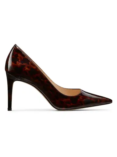 Stuart Weitzman Women's Power 85MM Tortoiseshell Patent Leather Pumps - Dark Brown | Thumbnail 1 Stuart Weitzman Women's Power 85MM Tortoiseshell Patent Leather Pumps - Dark Brown | Thumbnail 1