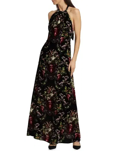 Cara Cara Women's Geneva Floral Halter Gown - Black Fleur | Thumbnail 2 Cara Cara Women's Geneva Floral Halter Gown - Black Fleur | Thumbnail 2