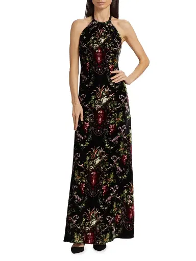 Cara Cara Women's Geneva Floral Halter Gown - Black Fleur | Thumbnail 3 Cara Cara Women's Geneva Floral Halter Gown - Black Fleur | Thumbnail 3
