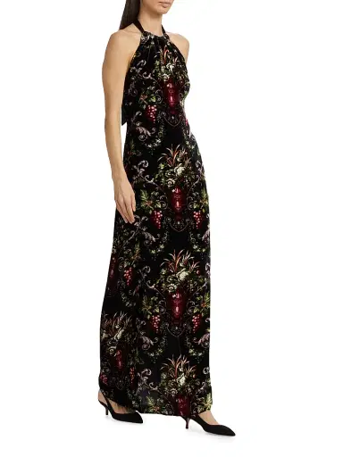 Cara Cara Women's Geneva Floral Halter Gown - Black Fleur | Thumbnail 4 Cara Cara Women's Geneva Floral Halter Gown - Black Fleur | Thumbnail 4