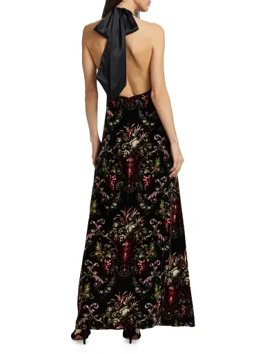 Cara Cara Women's Geneva Floral Halter Gown - Black Fleur | Thumbnail 5 Cara Cara Women's Geneva Floral Halter Gown - Black Fleur | Thumbnail 5