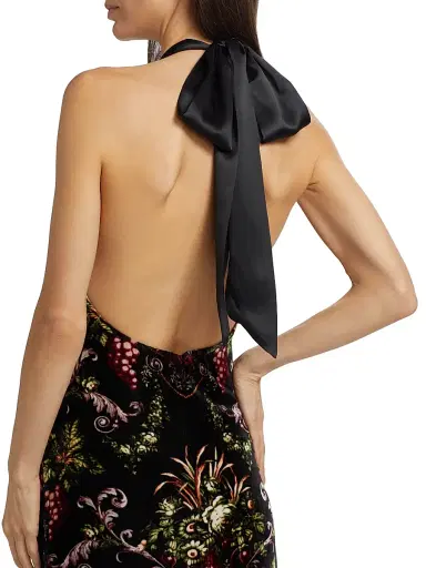 Cara Cara Women's Geneva Floral Halter Gown - Black Fleur | Thumbnail 6 Cara Cara Women's Geneva Floral Halter Gown - Black Fleur | Thumbnail 6
