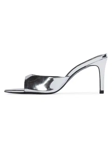 Black Suede Studio Women's Brea 80MM Metallic Mules - Silver Mirror Metallic | Thumbnail 5 Black Suede Studio Women's Brea 80MM Metallic Mules - Silver Mirror Metallic | Thumbnail 5