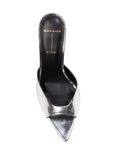Black Suede Studio Women's Brea 80MM Metallic Mules - Silver Mirror Metallic | Thumbnail 6 Black Suede Studio Women's Brea 80MM Metallic Mules - Silver Mirror Metallic | Thumbnail 6