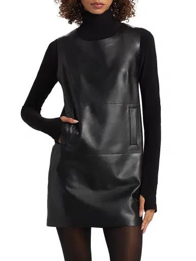 Norma Kamali Women's Faux Leather Sleeveless Minidress - Black | Thumbnail 3 Norma Kamali Women's Faux Leather Sleeveless Minidress - Black | Thumbnail 3