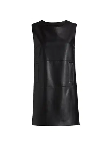 Norma Kamali Women's Faux Leather Sleeveless Minidress - Black | Thumbnail 1 Norma Kamali Women's Faux Leather Sleeveless Minidress - Black | Thumbnail 1