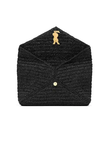 Saint Laurent Women's Cassandre Large Envelope Pouch in Raffia | Thumbnail 9 Saint Laurent Women's Cassandre Large Envelope Pouch in Raffia | Thumbnail 9