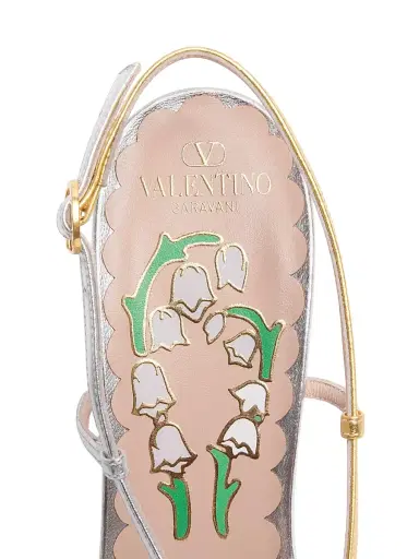 Valentino Garavani Women's Bowow Laminated Nappa 45MM Slingback Pumps - Gold Silver | Thumbnail 6 Valentino Garavani Women's Bowow Laminated Nappa 45MM Slingback Pumps - Gold Silver | Thumbnail 6