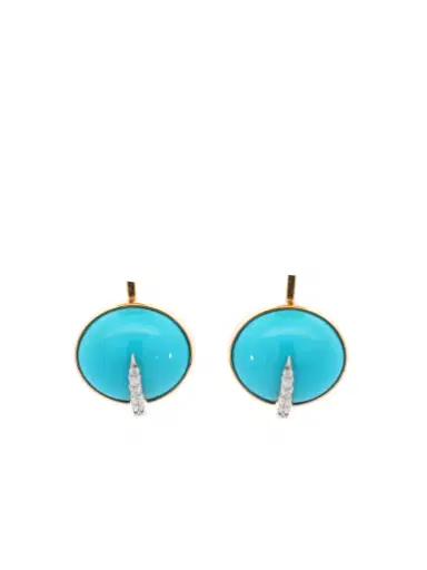 Wish Fine Jewelry 3.43ct Diamond Turquoise 18K Backing For Earrings | Thumbnail 2 Wish Fine Jewelry 3.43ct Diamond Turquoise 18K Backing For Earrings | Thumbnail 2