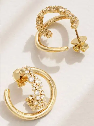 Ananya Scatter Mini 18-karat Gold Diamond Hoop Earrings | Thumbnail 3 Ananya Scatter Mini 18-karat Gold Diamond Hoop Earrings | Thumbnail 3