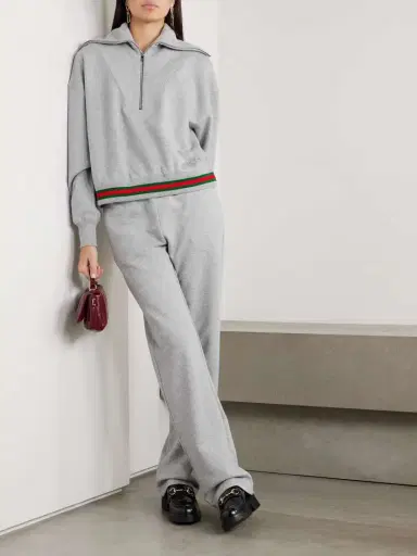 Gucci Appliquéd Striped Cotton-jersey Track Pants | Thumbnail 2 Gucci Appliquéd Striped Cotton-jersey Track Pants | Thumbnail 2