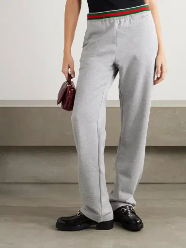 Gucci Appliquéd Striped Cotton-jersey Track Pants | Thumbnail 3 Gucci Appliquéd Striped Cotton-jersey Track Pants | Thumbnail 3