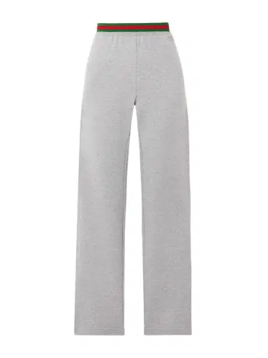 Gucci Appliquéd Striped Cotton-jersey Track Pants | Thumbnail 1 Gucci Appliquéd Striped Cotton-jersey Track Pants | Thumbnail 1