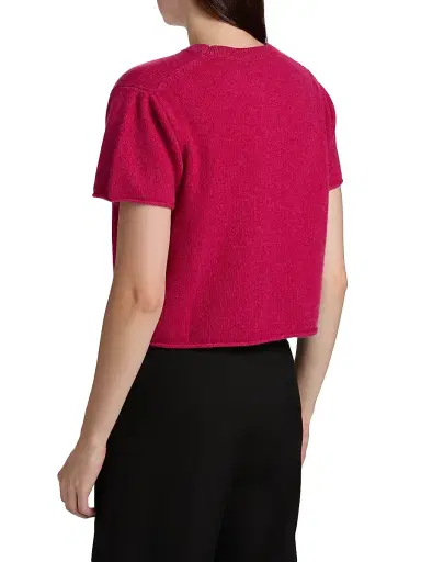 The Elder Statesman Women's Cashmere Knit Short-Sleeve Sweater - Acai | Thumbnail 5 The Elder Statesman Women's Cashmere Knit Short-Sleeve Sweater - Acai | Thumbnail 5