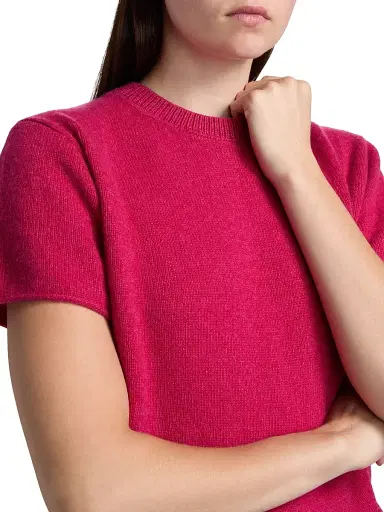 The Elder Statesman Women's Cashmere Knit Short-Sleeve Sweater - Acai | Thumbnail 6 The Elder Statesman Women's Cashmere Knit Short-Sleeve Sweater - Acai | Thumbnail 6