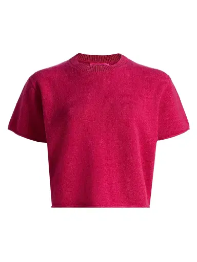 The Elder Statesman Women's Cashmere Knit Short-Sleeve Sweater - Acai | Thumbnail 1 The Elder Statesman Women's Cashmere Knit Short-Sleeve Sweater - Acai | Thumbnail 1