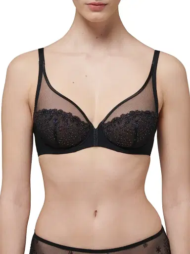 Simone Pérèle Women's Delice Sheer Plunge Bra - Gem Black - Size 36B | Thumbnail 1 Simone Pérèle Women's Delice Sheer Plunge Bra - Gem Black - Size 36B | Thumbnail 1
