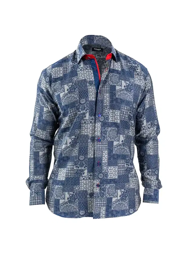 Men's Einstein Jacq Vosaic Shirt - Blue Grey Men's Einstein Jacq Vosaic Shirt - Blue Grey