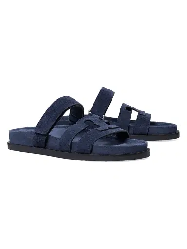 Tory Burch Women's Ines Logo-Detailed Suede Slide Sandals - New Navy - Size 9.5 | Thumbnail 2 Tory Burch Women's Ines Logo-Detailed Suede Slide Sandals - New Navy - Size 9.5 | Thumbnail 2