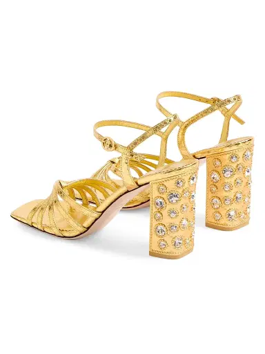 Valentino Garavani Women's Preshoes Sandals in Laminated Ayers with Crystals 90MM | Thumbnail 3 Valentino Garavani Women's Preshoes Sandals in Laminated Ayers with Crystals 90MM | Thumbnail 3