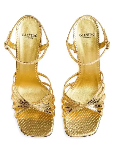 Valentino Garavani Women's Preshoes Sandals in Laminated Ayers with Crystals 90MM | Thumbnail 4 Valentino Garavani Women's Preshoes Sandals in Laminated Ayers with Crystals 90MM | Thumbnail 4