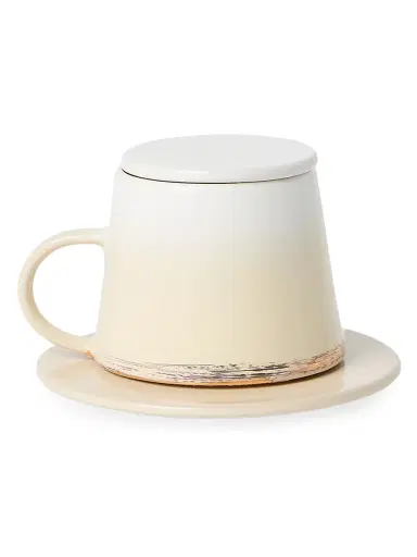 Brunello Cucinelli Ceramic Mug with Saucer and Lid - White | Thumbnail 2 Brunello Cucinelli Ceramic Mug with Saucer and Lid - White | Thumbnail 2