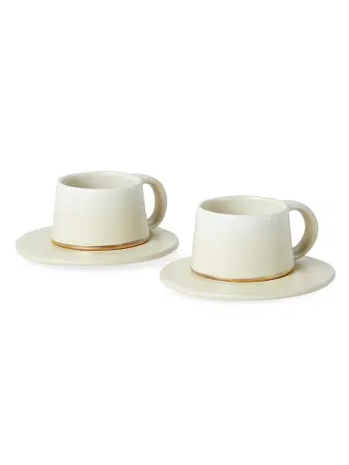 Brunello Cucinelli Ceramic Mug with Saucer and Lid - White | Thumbnail 1 Brunello Cucinelli Ceramic Mug with Saucer and Lid - White | Thumbnail 1
