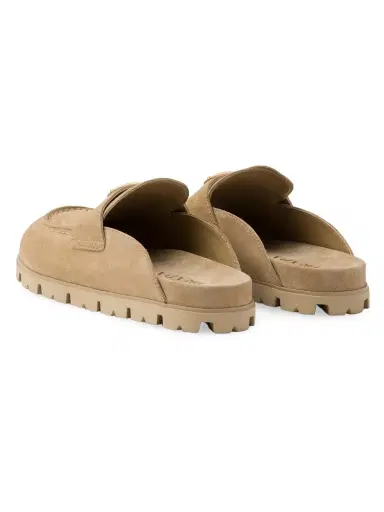 Prada Women's Suede Sabots - Beige Khaki | Thumbnail 2 Prada Women's Suede Sabots - Beige Khaki | Thumbnail 2